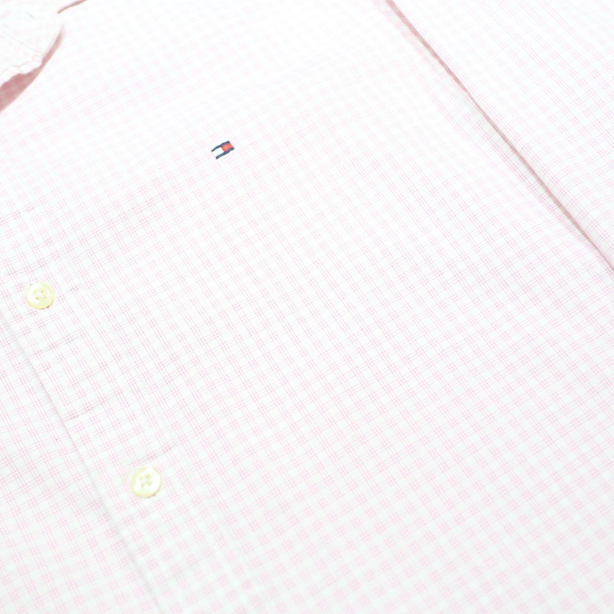 TOMMY HILFIGER Mens Pink Check Shirt S Cotton Blend Casual Classic