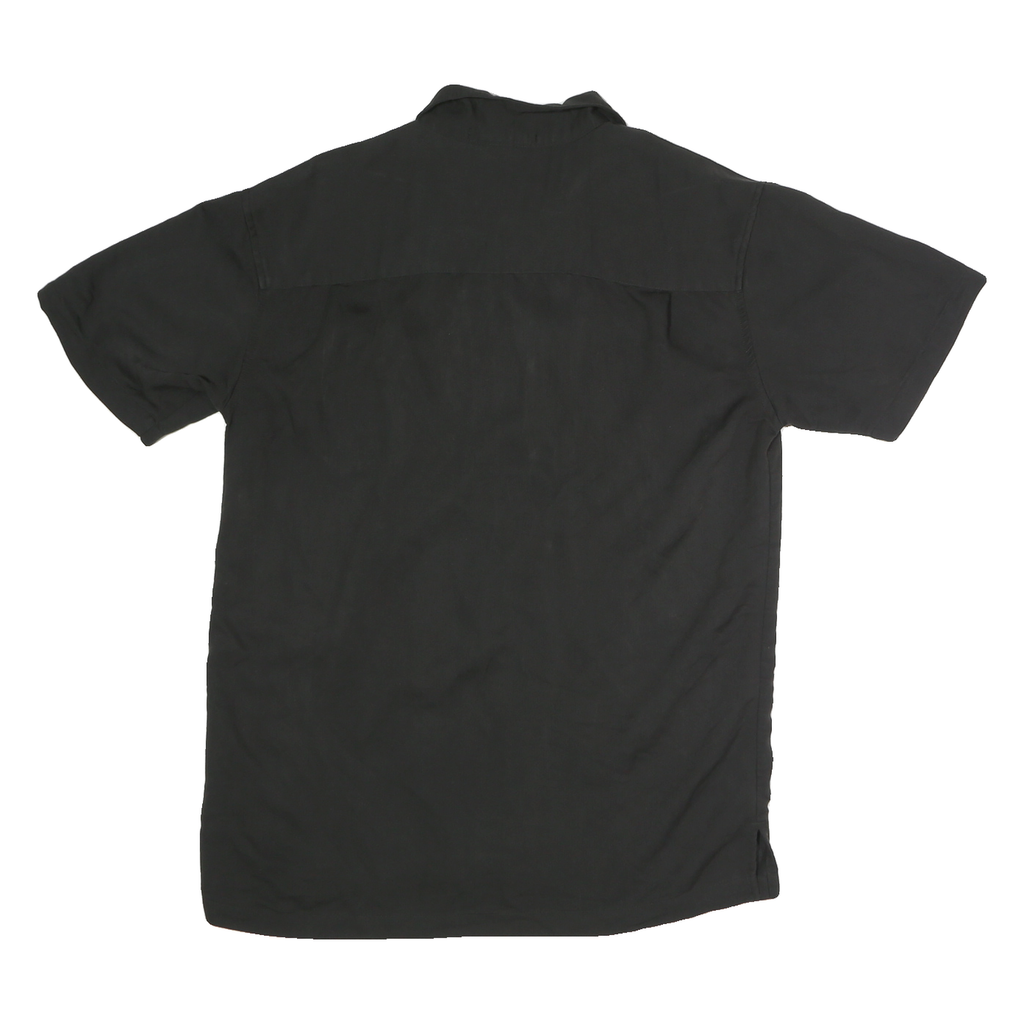 HARRINGTON Mens Black Cotton Shirt M Round Table Pizza Logo Button Up