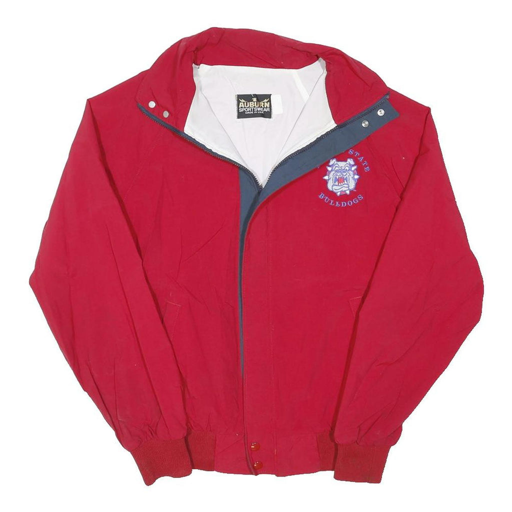AUBURN SPORTSWEAR Mens Red Nylon Zip Jacket M Plain Bulldogs Embroidered Logo