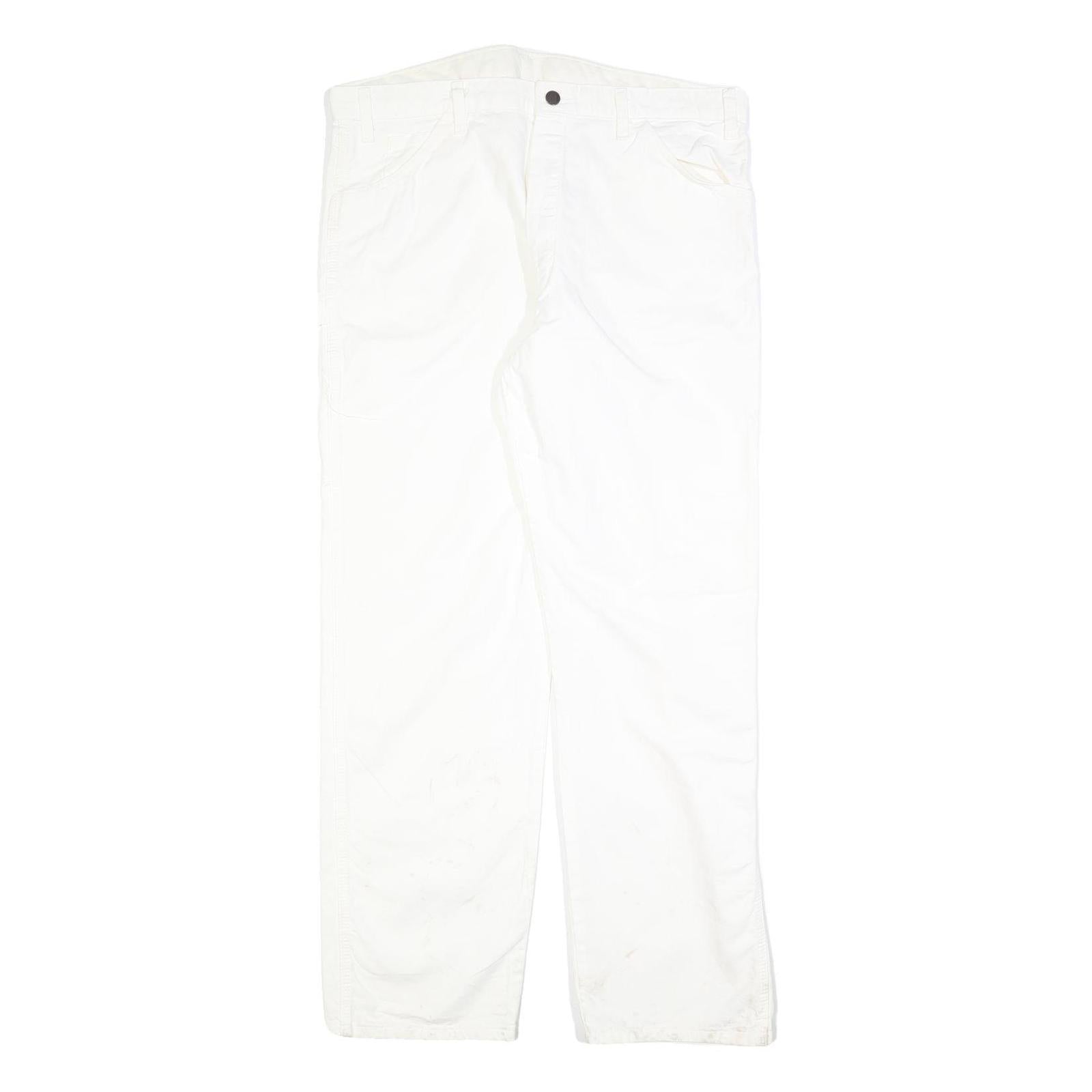 DICKIES Mens Jeans White Relaxed Straight Denim Fair W38 L32 Workwear Zip