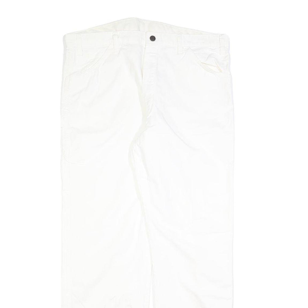 DICKIES Mens Jeans White Relaxed Straight Denim Fair W38 L32 Workwear Zip
