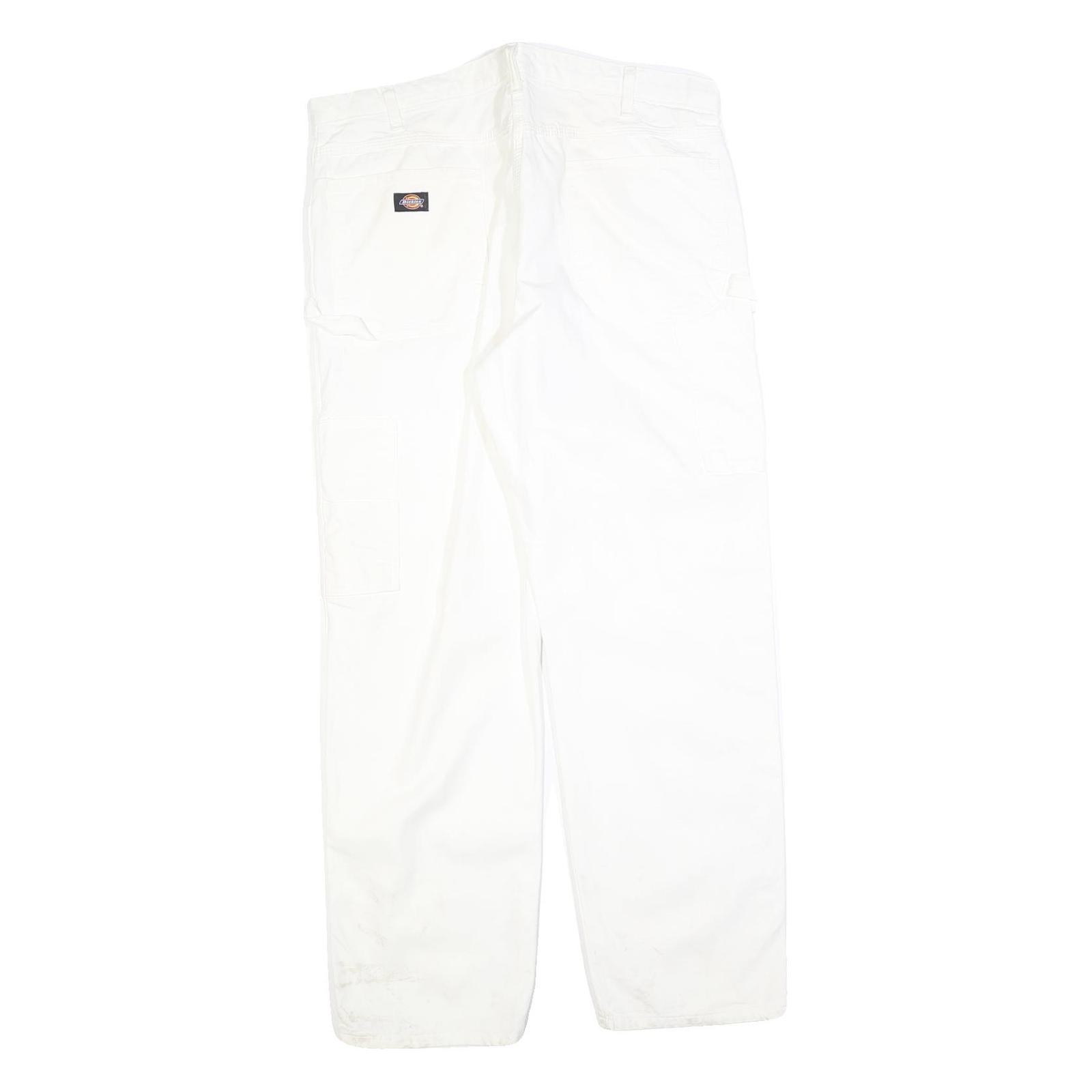 DICKIES Mens Jeans White Relaxed Straight Denim Fair W38 L32 Workwear Zip