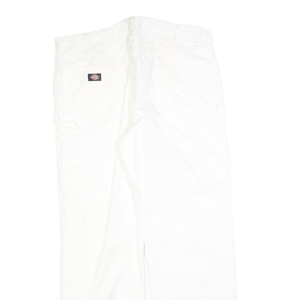 DICKIES Mens Jeans White Relaxed Straight Denim Fair W38 L32 Workwear Zip
