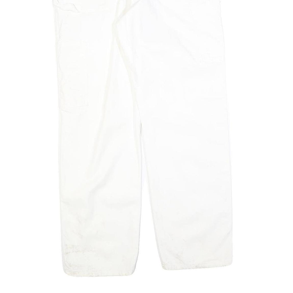 DICKIES Mens Jeans White Relaxed Straight Denim Fair W38 L32 Workwear Zip