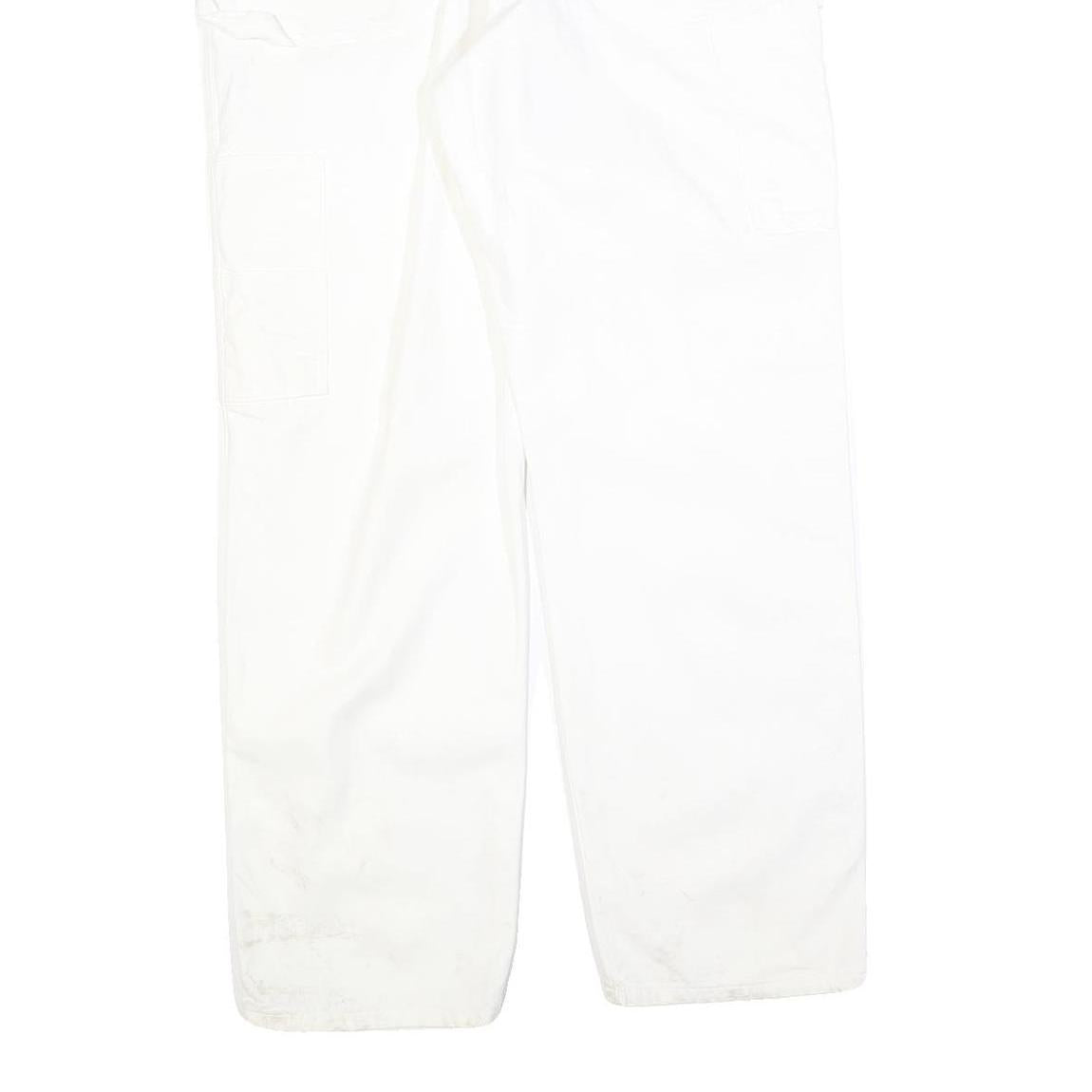 DICKIES Mens Jeans White Relaxed Straight Denim Fair W38 L32 Workwear Zip