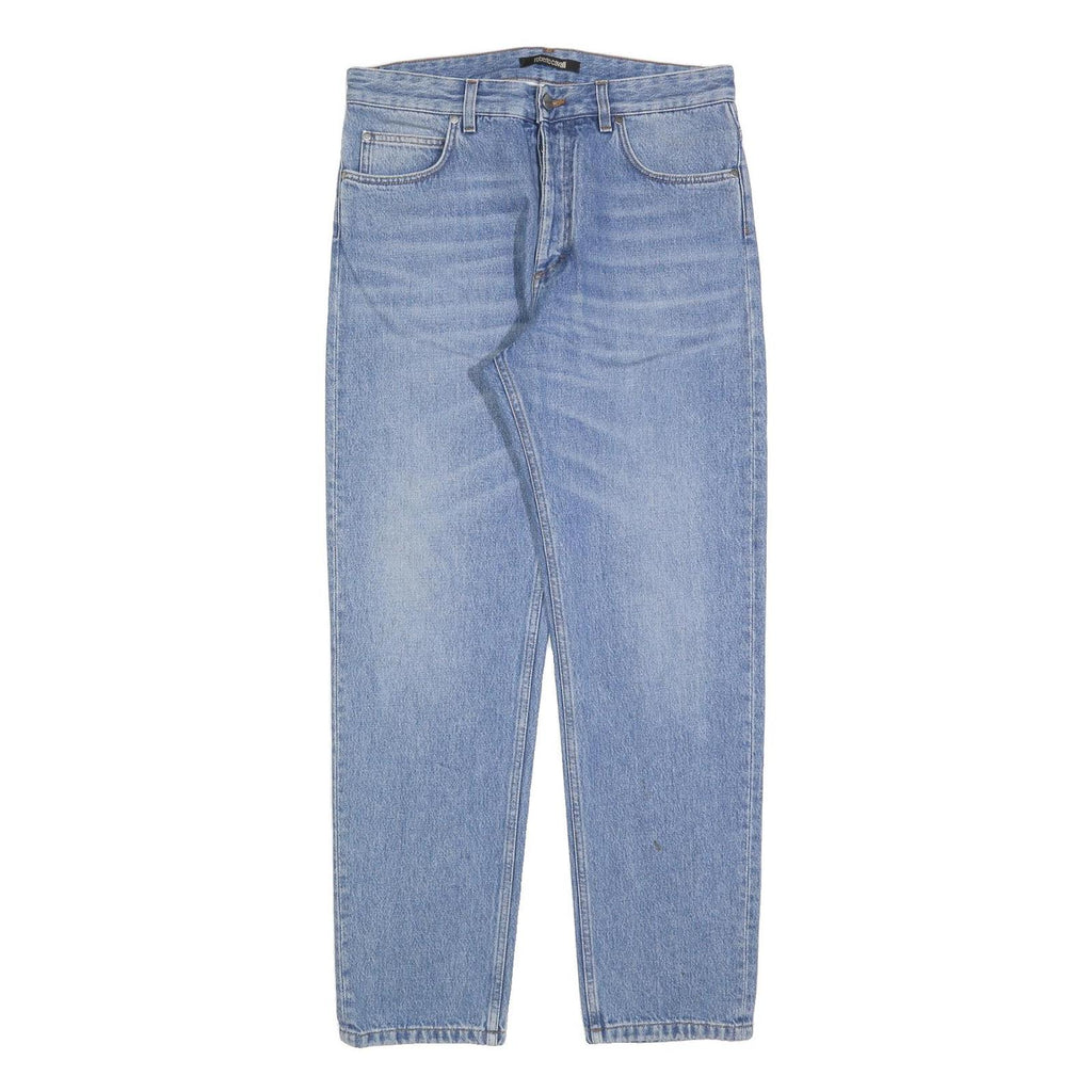 ROBERTO CAVALLI Womens Jeans Blue Regular Straight Denim Light W32 L30 Button