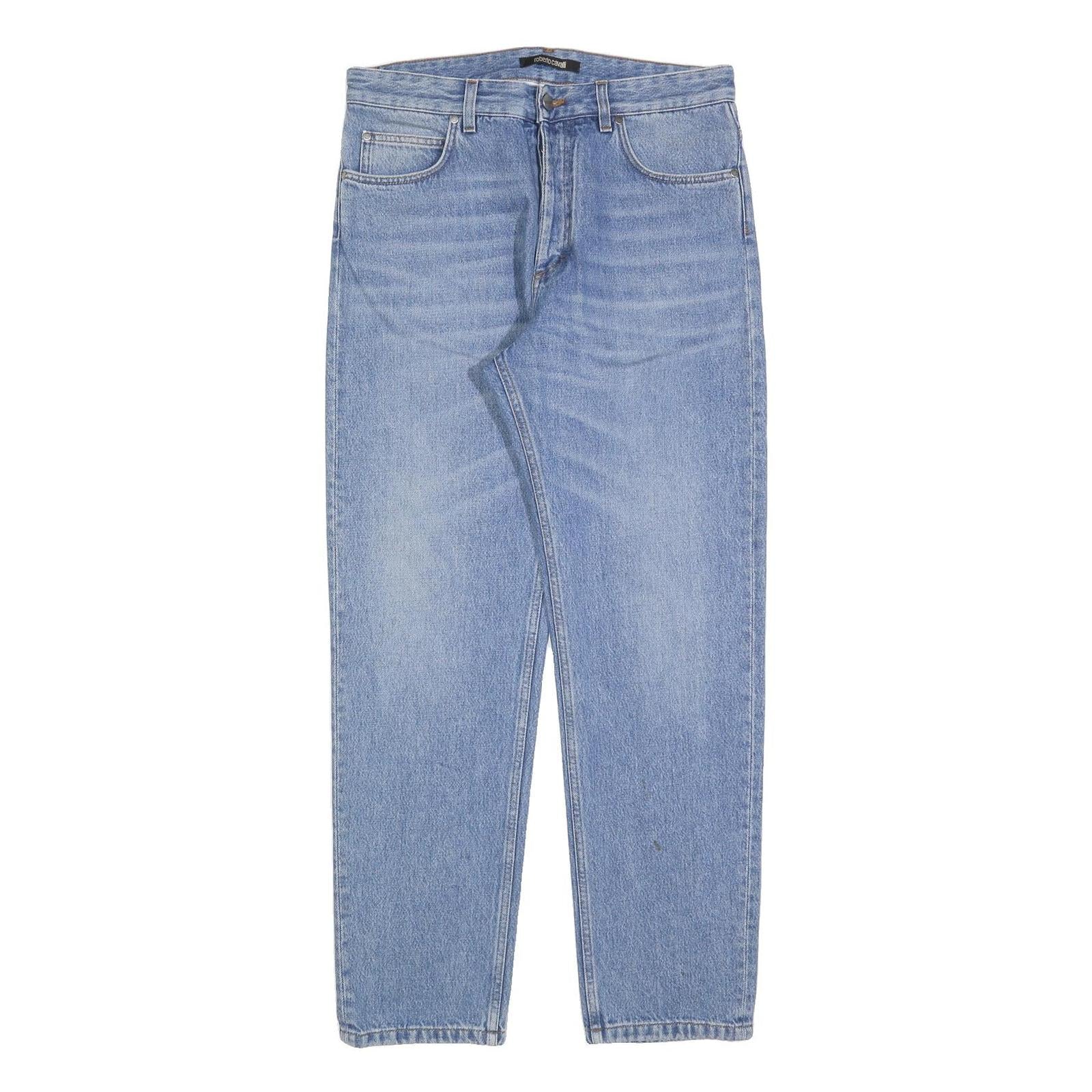 ROBERTO CAVALLI Womens Jeans Blue Regular Straight Denim Light W32 L30 Button
