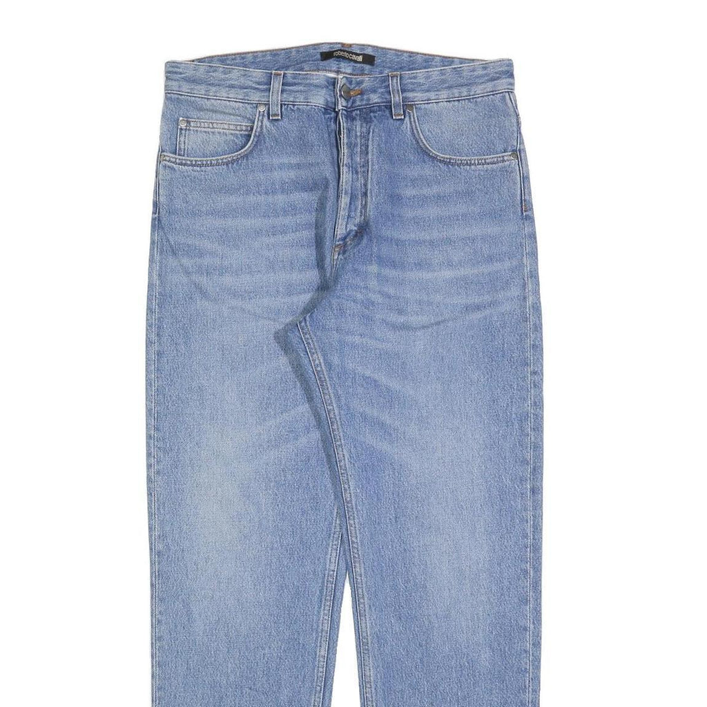 ROBERTO CAVALLI Womens Jeans Blue Regular Straight Denim Light W32 L30 Button