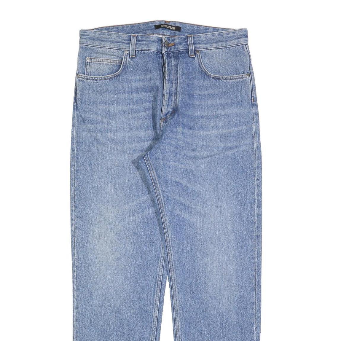 ROBERTO CAVALLI Womens Jeans Blue Regular Straight Denim Light W32 L30 Button