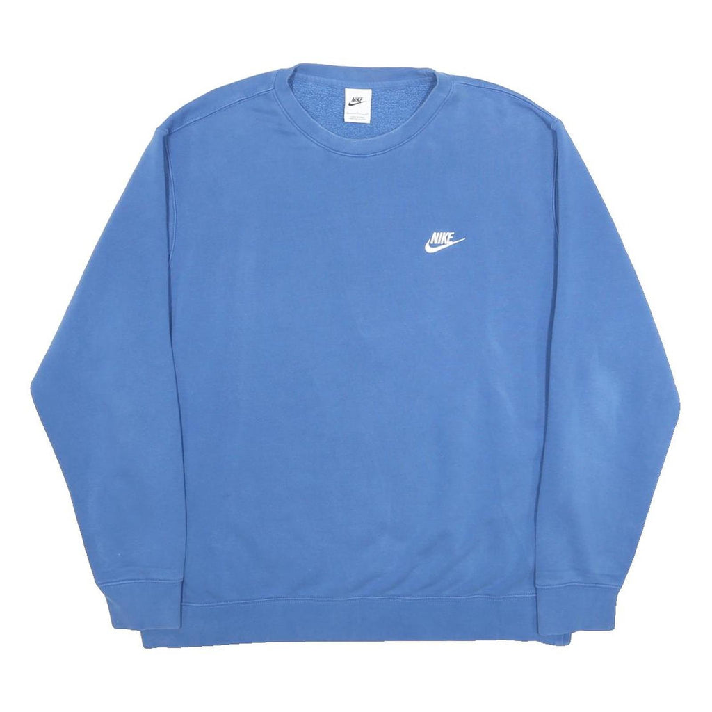 NIKE Mens Blue XL Crew Neck Sweatshirt Cotton Blend Casual Pullover