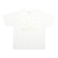 ADIDAS Mens White Gold Logo Graphic T-Shirt L Short Sleeve Crew Neck Casual