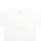 ADIDAS Mens White Gold Logo Graphic T-Shirt L Short Sleeve Crew Neck Casual