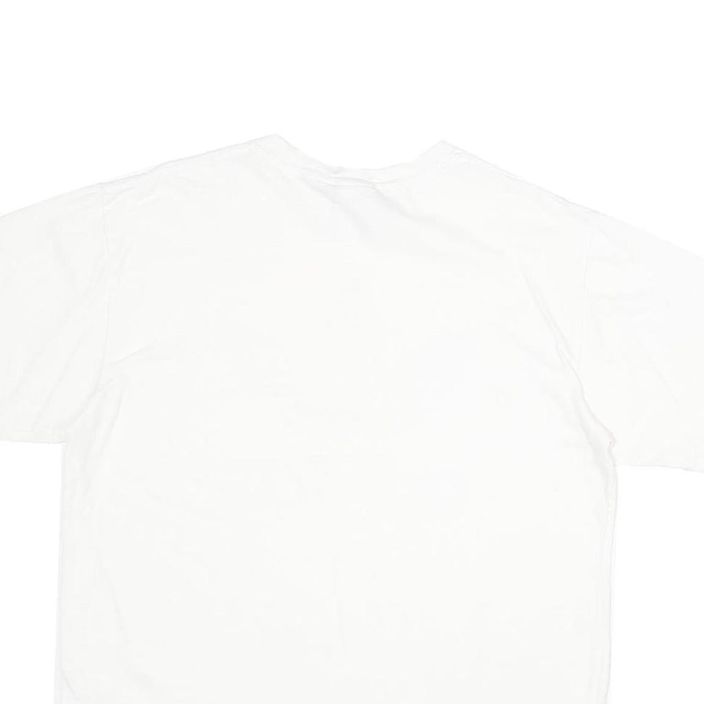 ADIDAS Mens White Gold Logo Graphic T-Shirt L Short Sleeve Crew Neck Casual