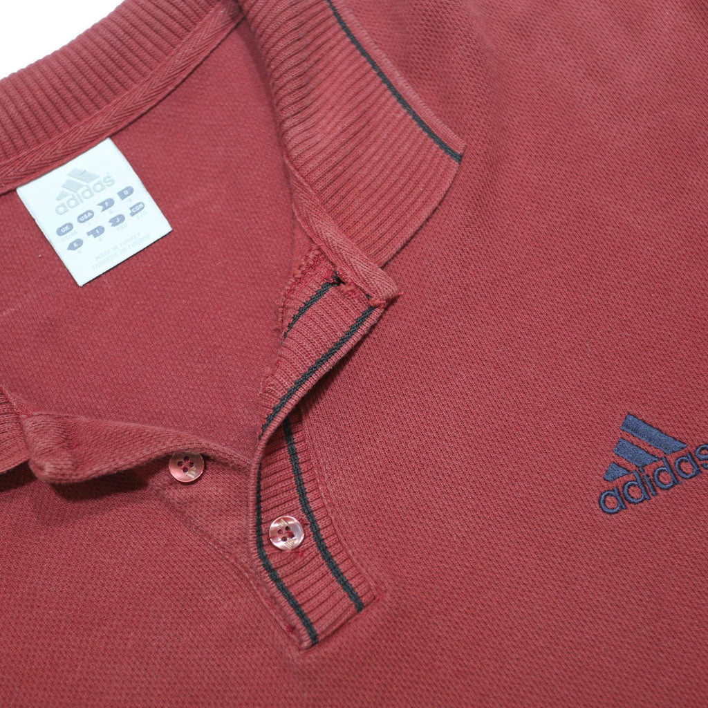 ADIDAS Mens Red Cotton Blend Short Sleeve Plain Polo Shirt L Casual Sportswear