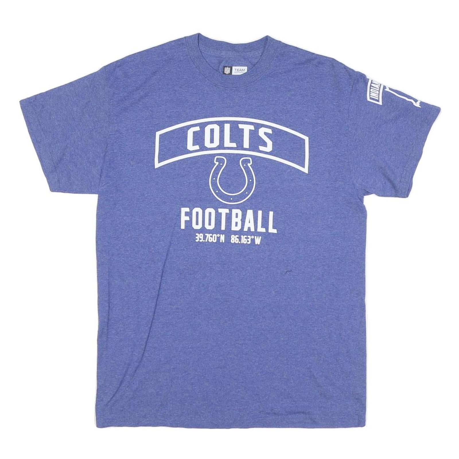 NFL Mens Blue Colts Football T-Shirt M Short Sleeve Crew Neck NFL Logo