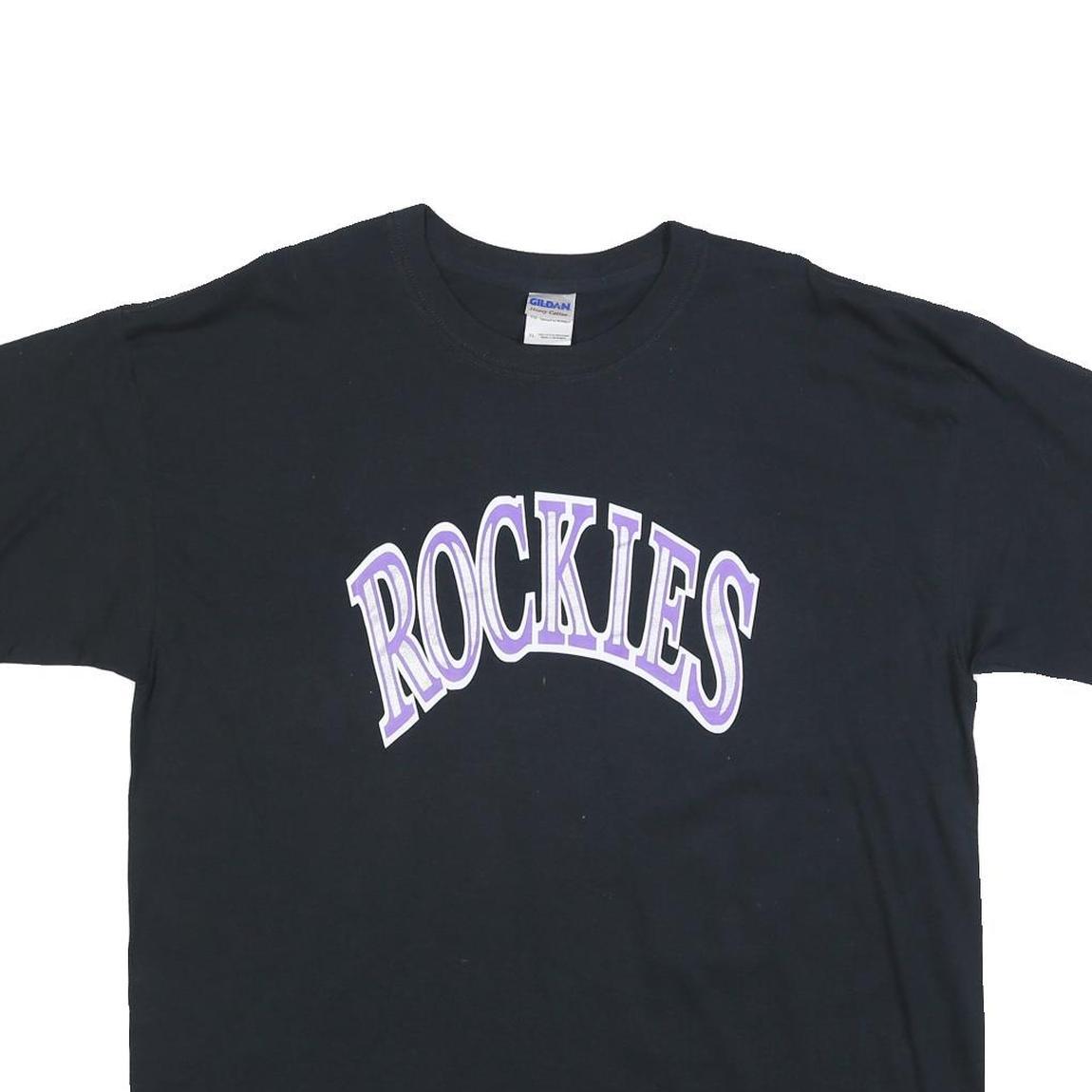 GILDAN Mens Black Rockies Graphic T-Shirt XL Short Sleeve Crew Neck Printed