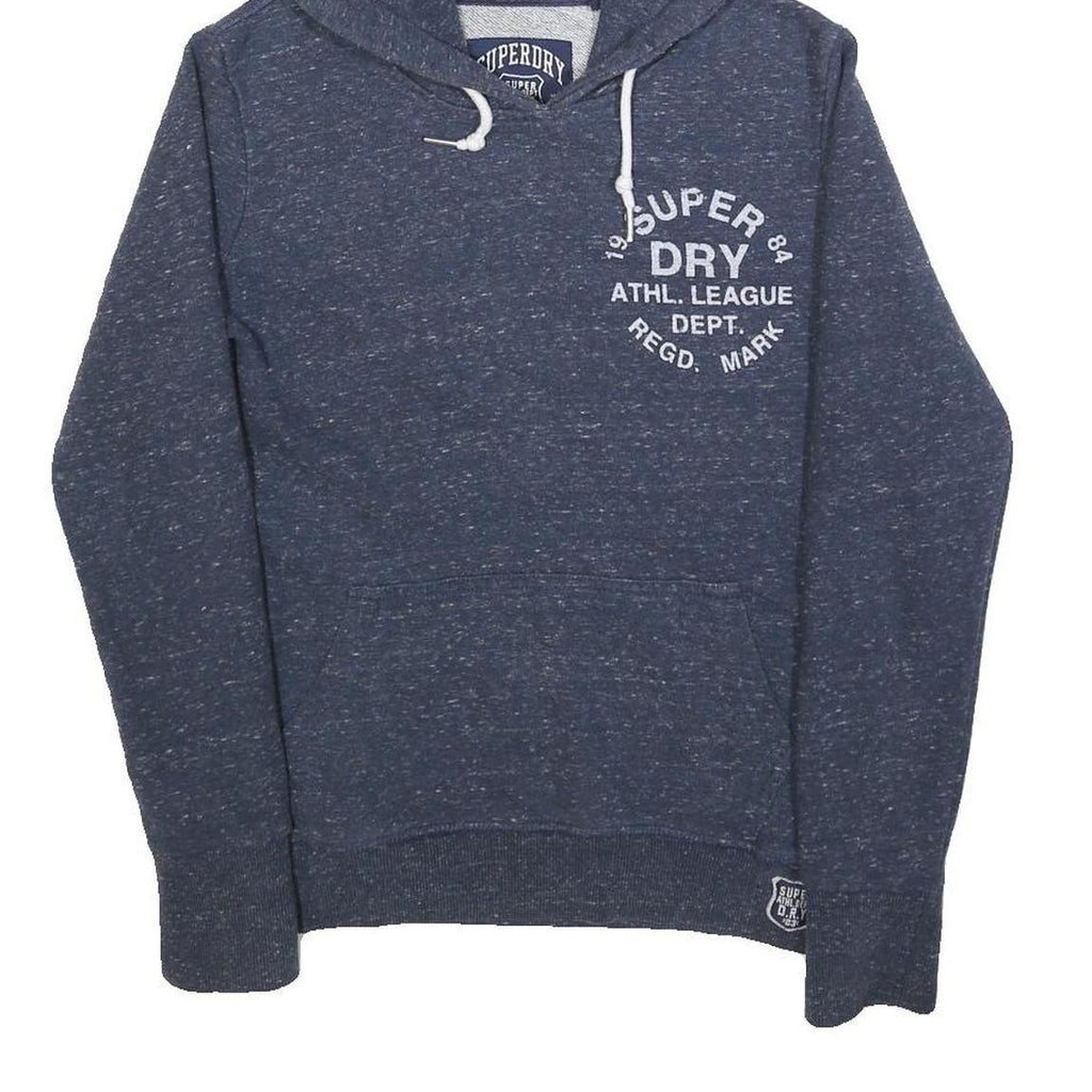 SUPERDRY Mens Navy Blue Pullover Hoodie S Athletic League Cotton Blend