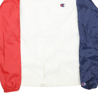 CHAMPION Mens White & Navy Colourblock Coach Jacket M Polyester Blend Microfibre