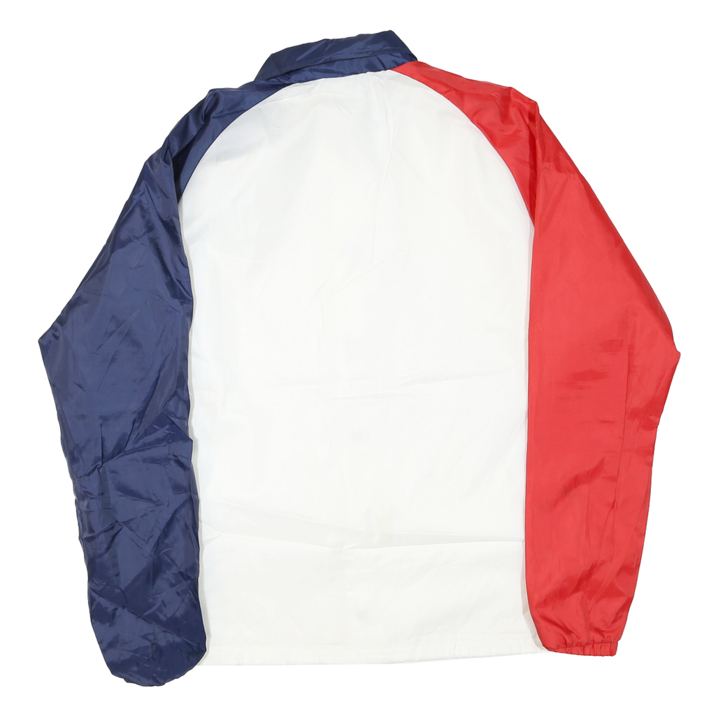 CHAMPION Mens White & Navy Colourblock Coach Jacket M Polyester Blend Microfibre