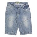 SAVVY Mens Denim Blue Casual Shorts M W32 Cotton Blend Classic Fit Button
