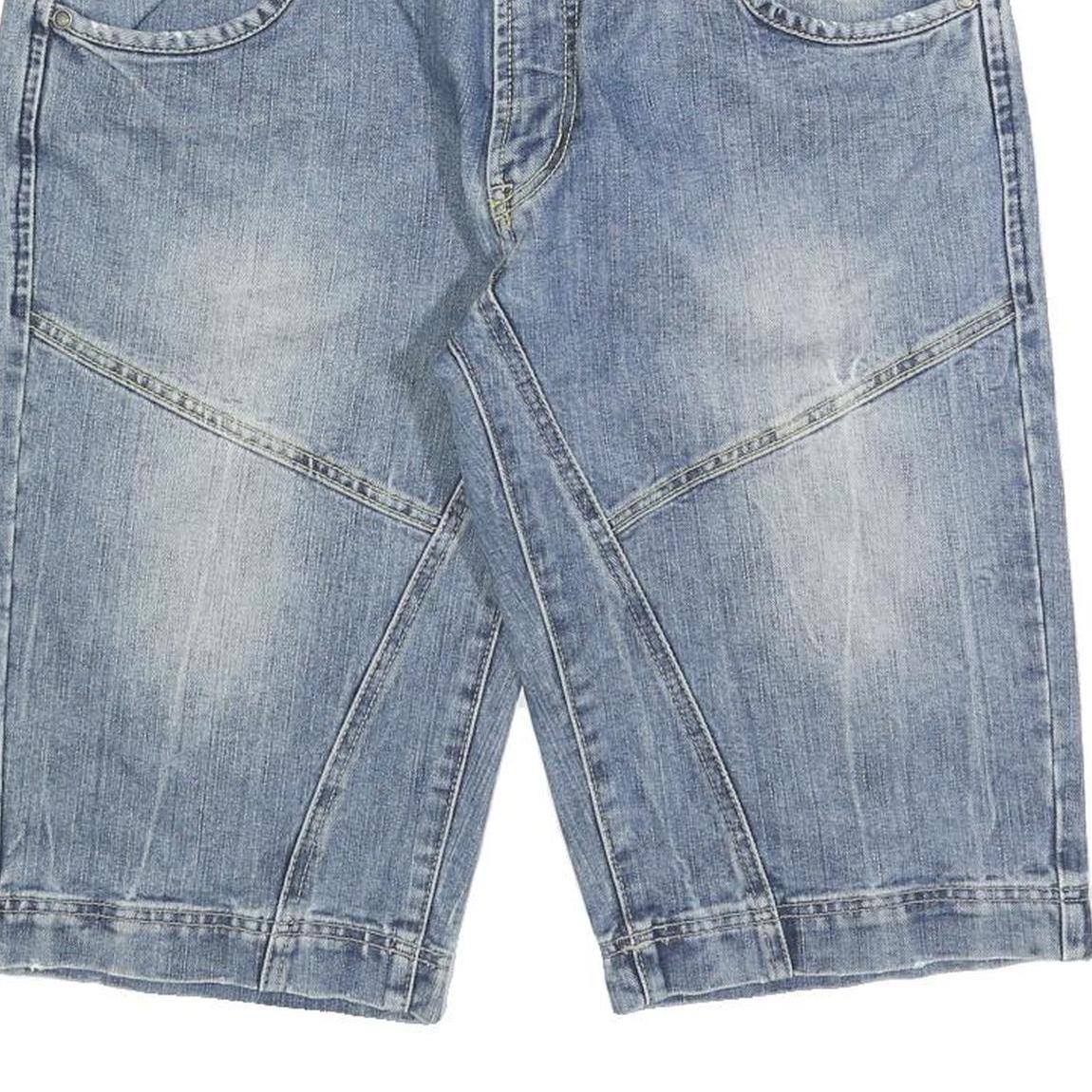 SAVVY Mens Denim Blue Casual Shorts M W32 Cotton Blend Classic Fit Button