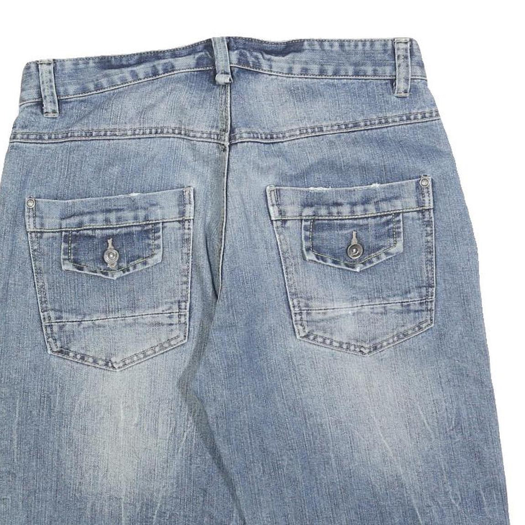 SAVVY Mens Denim Blue Casual Shorts M W32 Cotton Blend Classic Fit Button