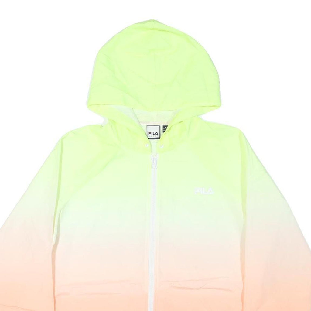 FILA Womens Yellow & Orange Nylon Zip Hooded Jacket M Sportswear Casual