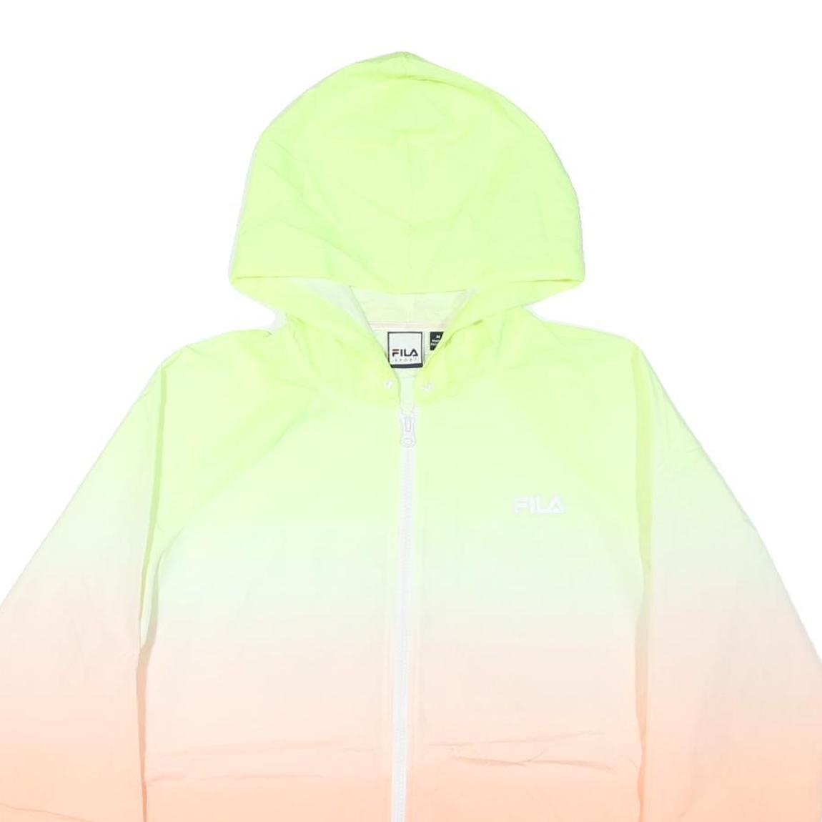 FILA Womens Yellow & Orange Nylon Zip Hooded Jacket M Sportswear Casual