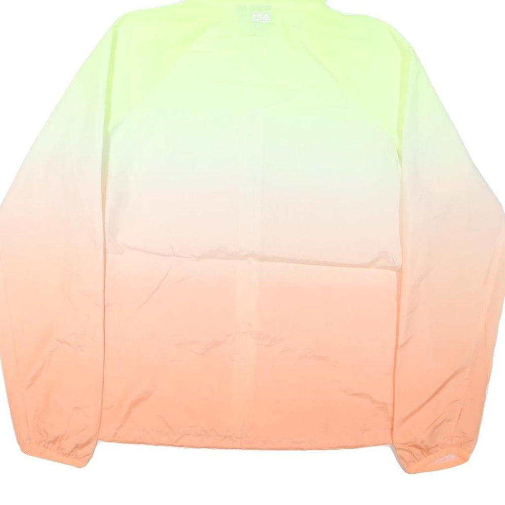 FILA Womens Yellow & Orange Nylon Zip Hooded Jacket M Sportswear Casual