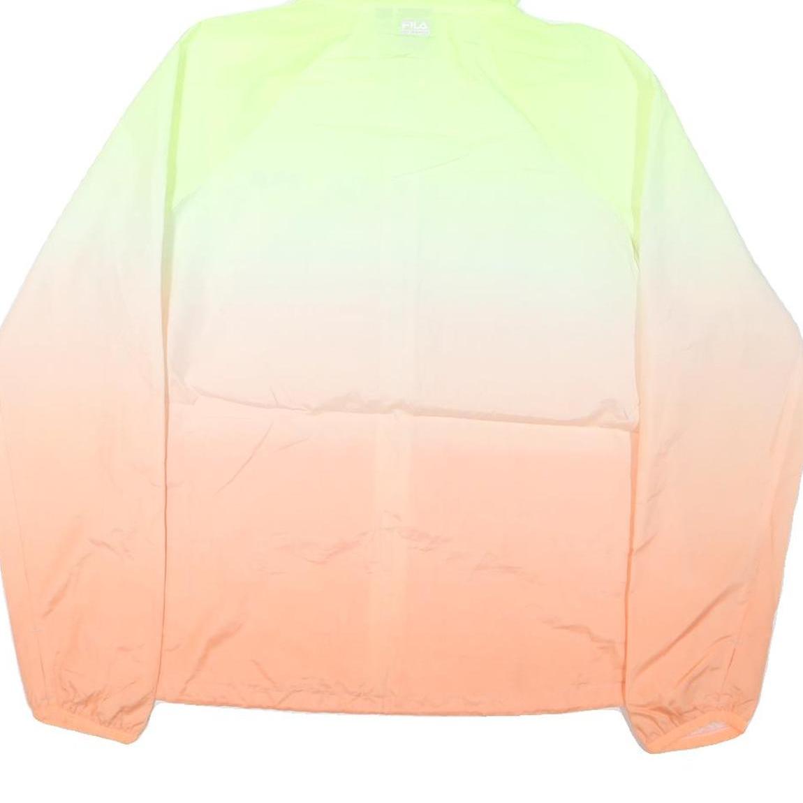 FILA Womens Yellow & Orange Nylon Zip Hooded Jacket M Sportswear Casual