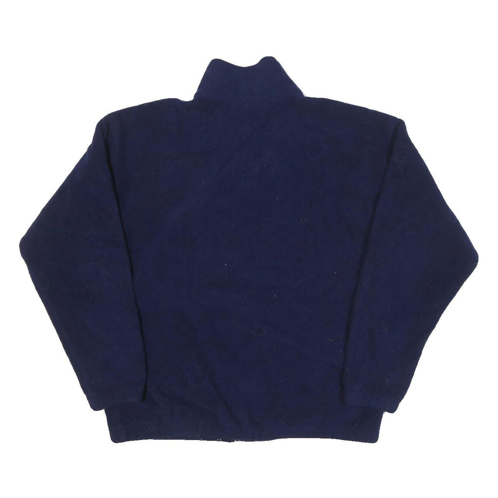 BRONCOS Mens Navy Blue Polyester Blend Zip Up Jacket L Fleece Plain Casual