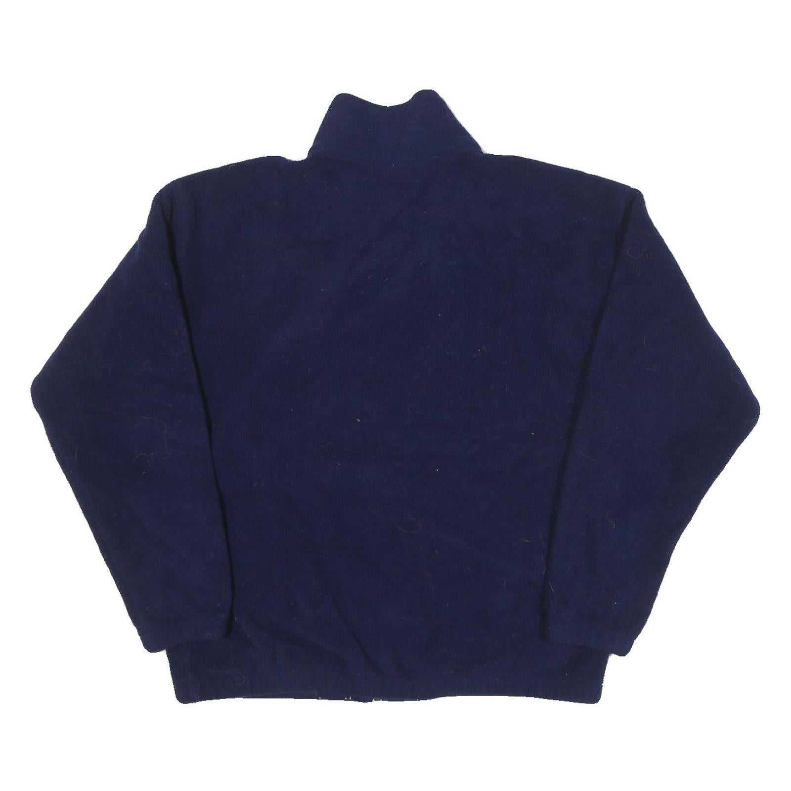 BRONCOS Mens Navy Blue Polyester Blend Zip Up Jacket L Fleece Plain Casual