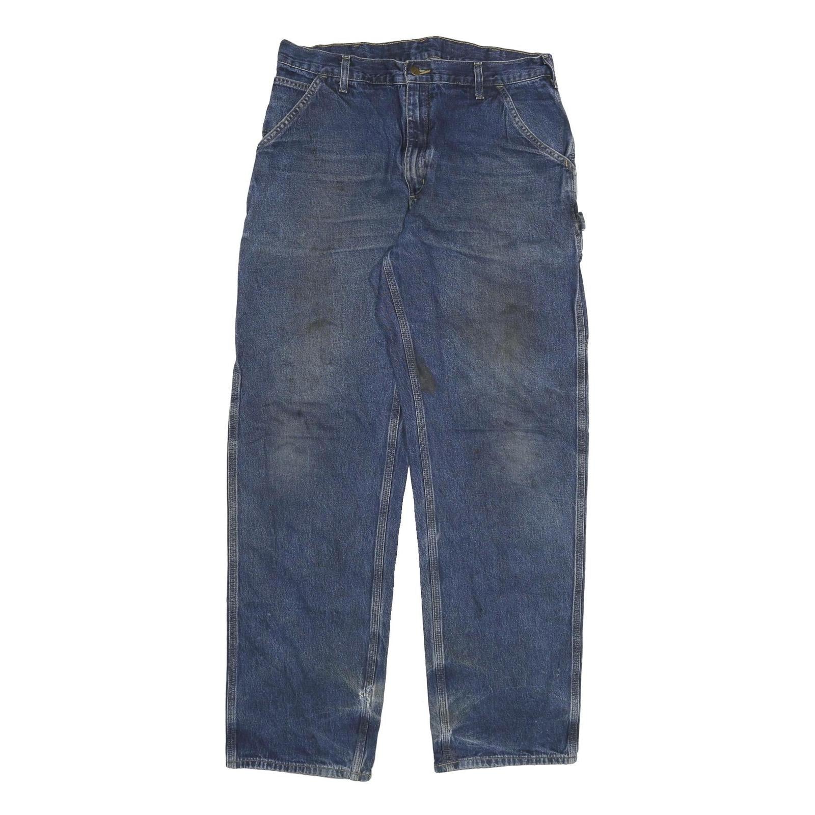 CARHARTT Mens Blue Denim Relaxed Straight Leg Cotton Blend Medium Wash W36 L36
