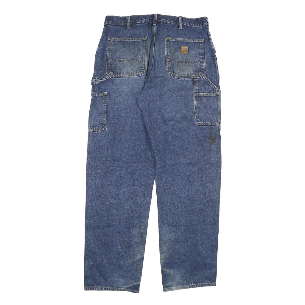 CARHARTT Mens Blue Denim Relaxed Straight Leg Cotton Blend Medium Wash W36 L36