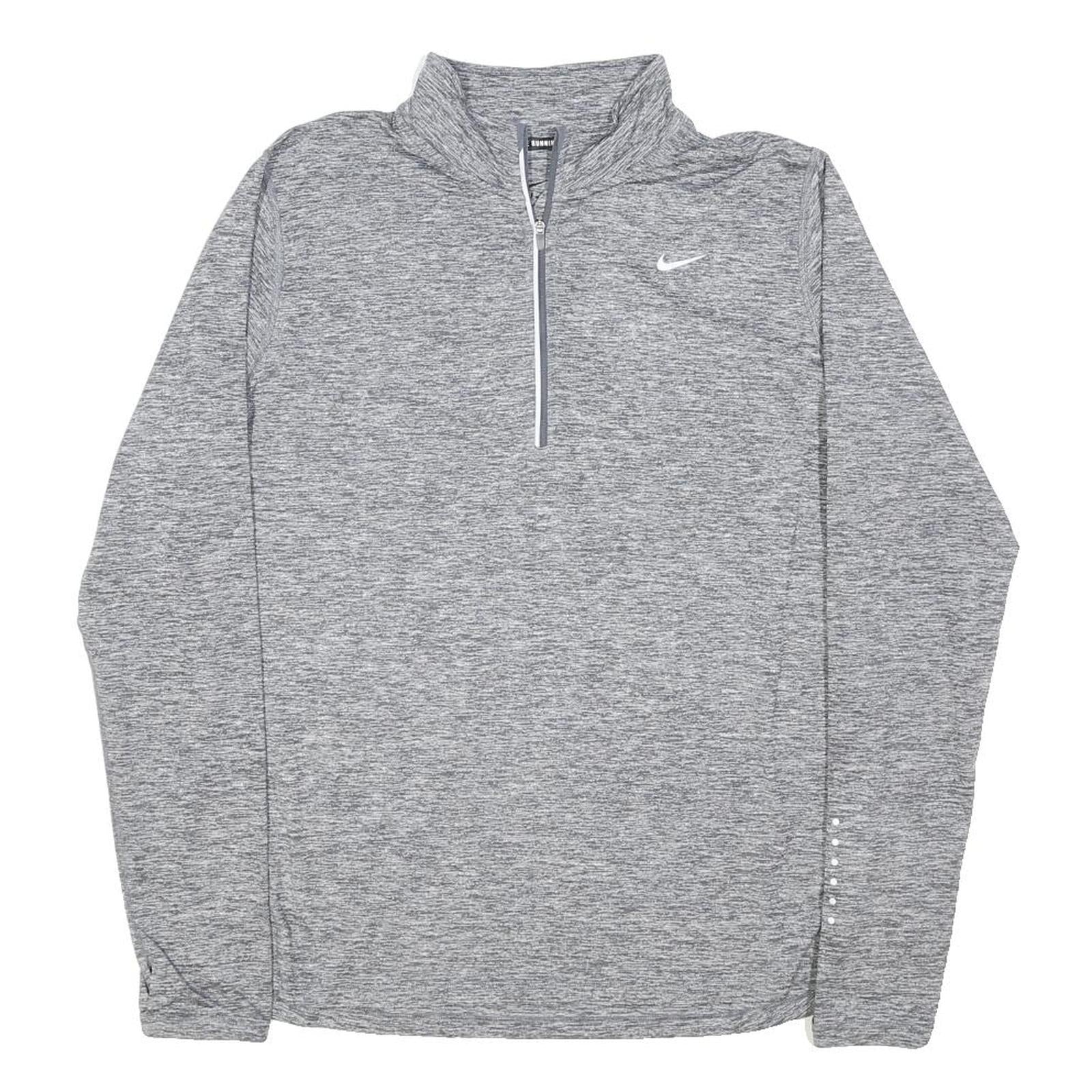 NIKE Mens Grey Running Jacket XL Polyester Blend Plain Zip Lightweight