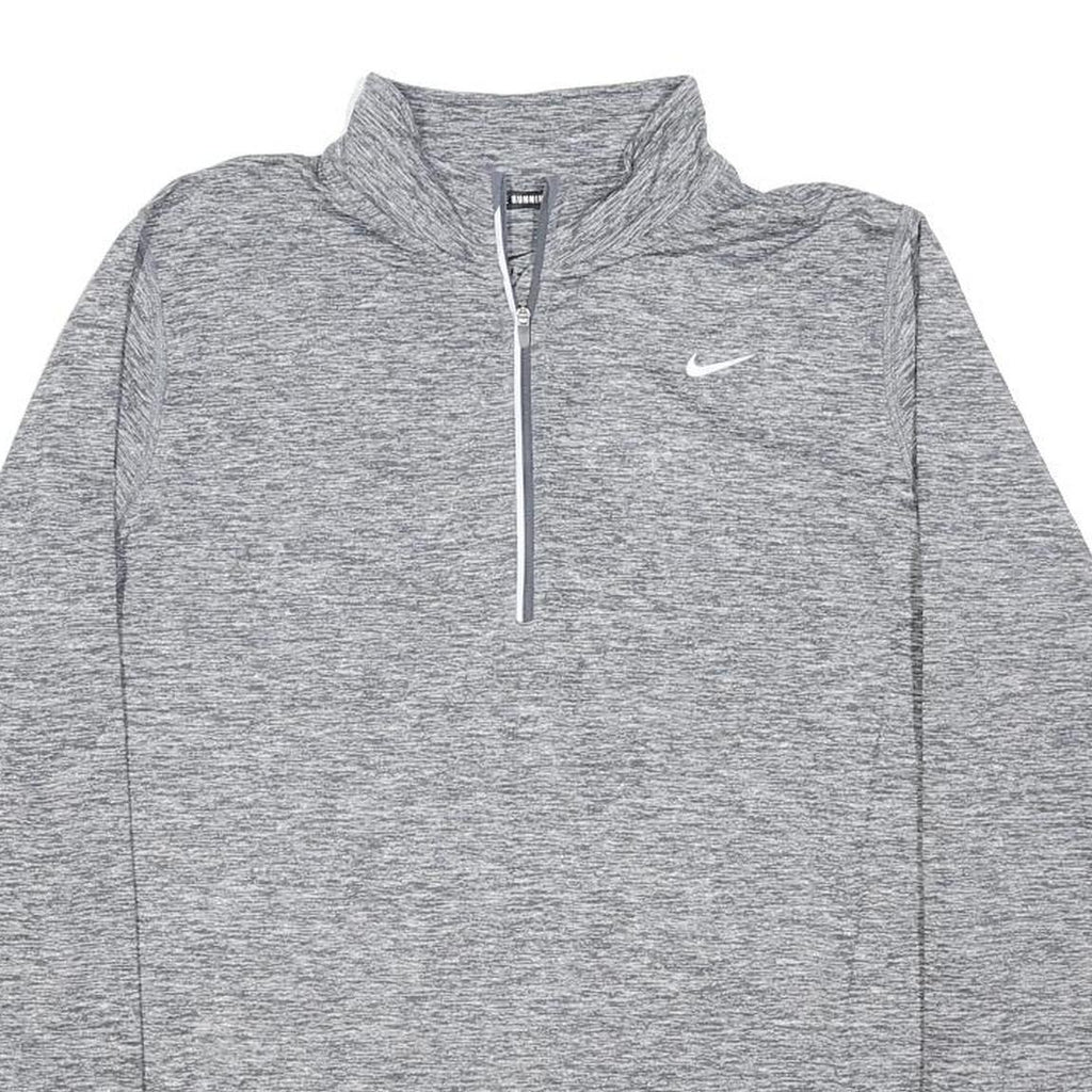 NIKE Mens Grey Running Jacket XL Polyester Blend Plain Zip Lightweight