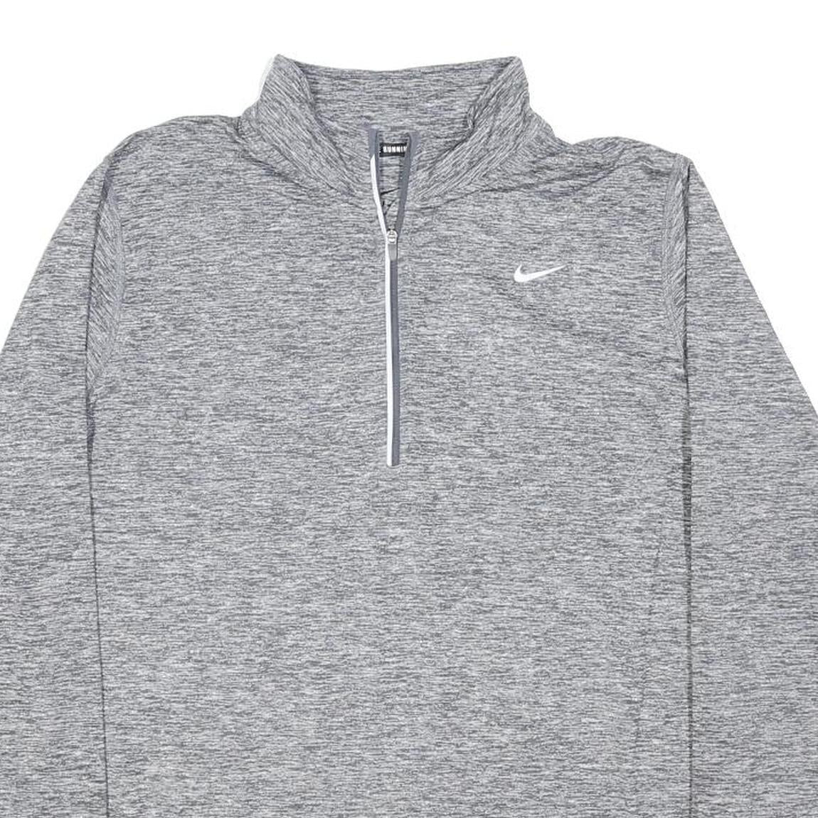 NIKE Mens Grey Running Jacket XL Polyester Blend Plain Zip Lightweight