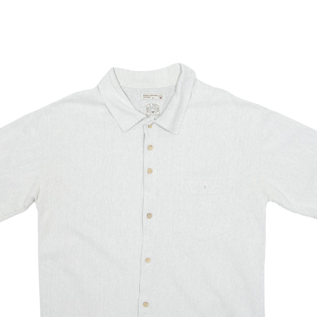 WORLD NATURAL COTTON Mens Plain Shirt Grey 90s L