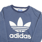 ADIDAS Womens Blue Cotton Blend Sweatshirt UK 6 Crew Neck Long Sleeve Casual