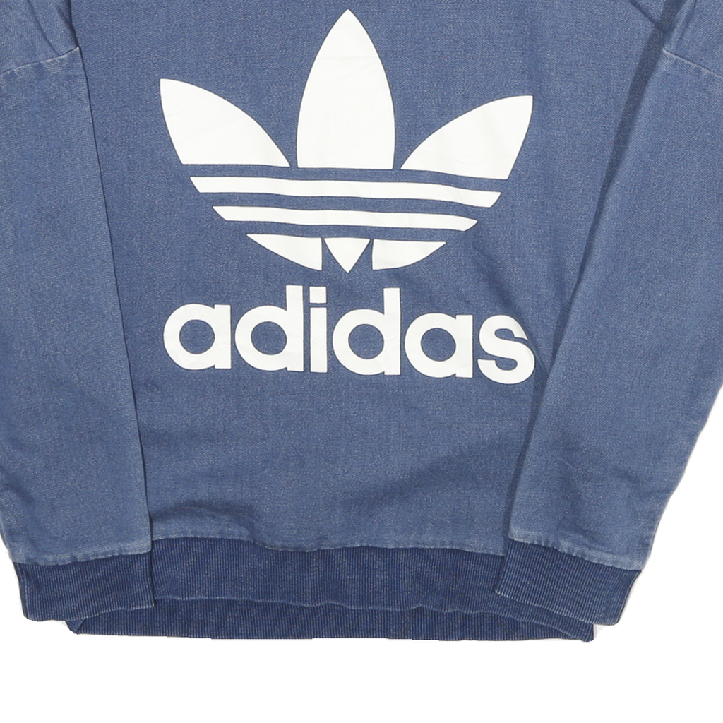 ADIDAS Womens Blue Cotton Blend Sweatshirt UK 6 Crew Neck Long Sleeve Casual