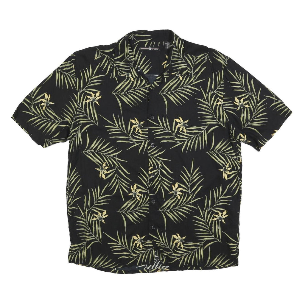 AXIS Mens Black & Green Tropical Rayon Shirt L Lightweight Casual Summer