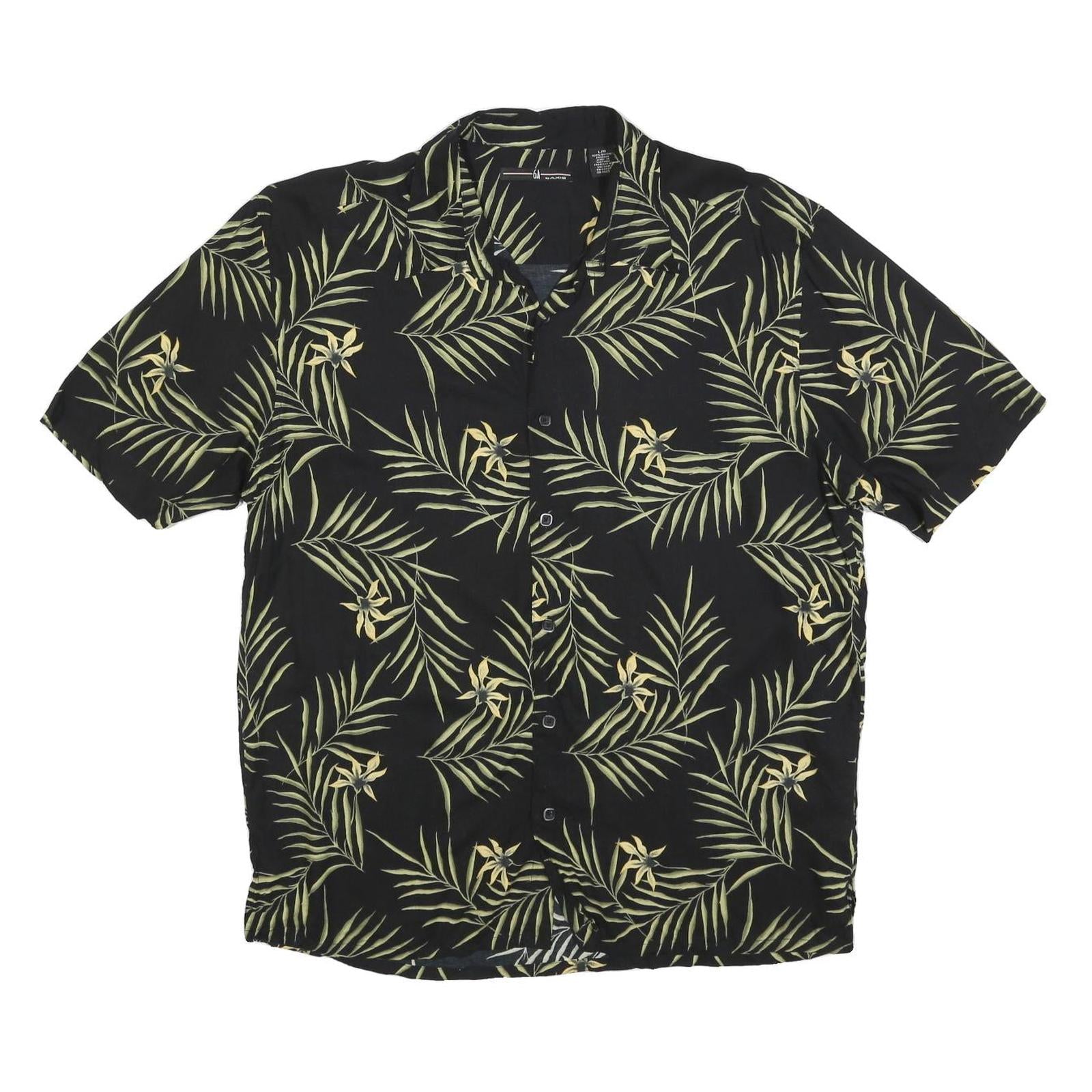 AXIS Mens Black & Green Tropical Rayon Shirt L Lightweight Casual Summer