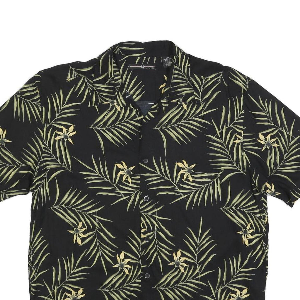 AXIS Mens Black & Green Tropical Rayon Shirt L Lightweight Casual Summer