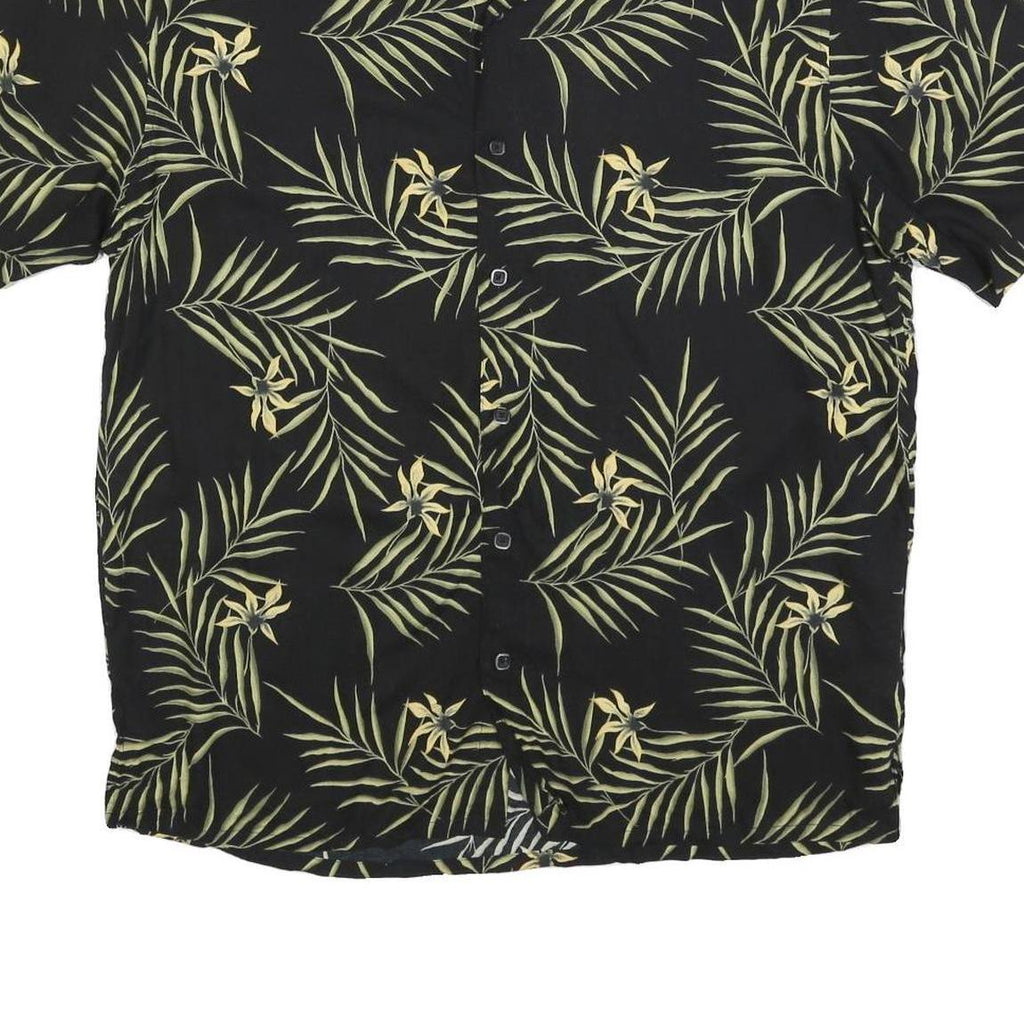 AXIS Mens Black & Green Tropical Rayon Shirt L Lightweight Casual Summer