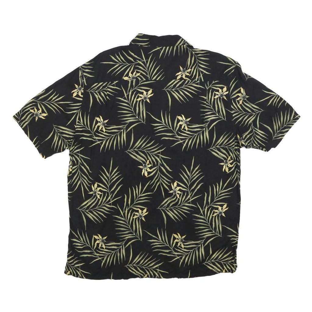 AXIS Mens Black & Green Tropical Rayon Shirt L Lightweight Casual Summer