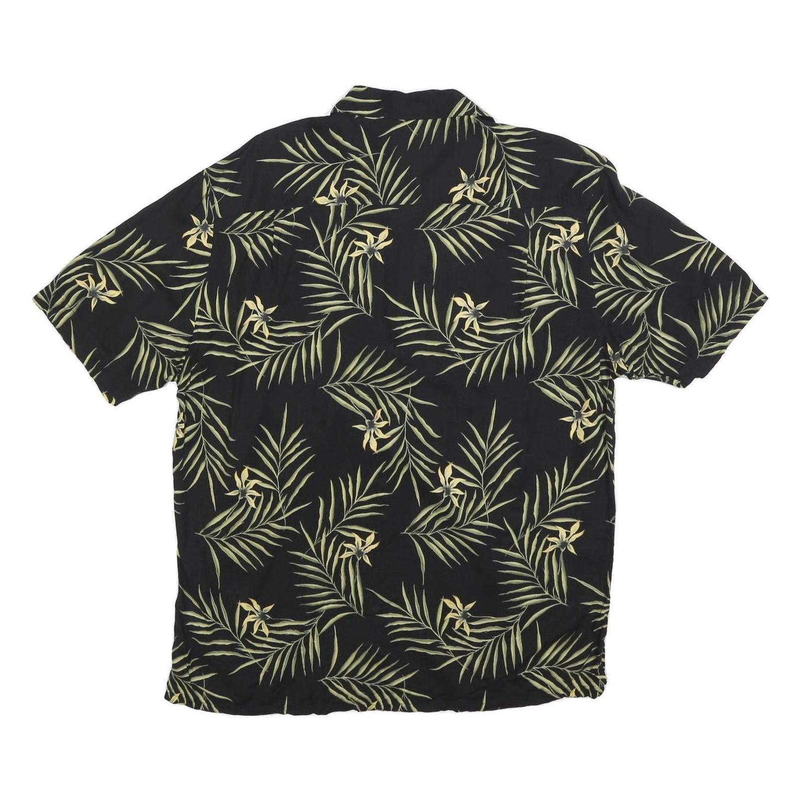 AXIS Mens Black & Green Tropical Rayon Shirt L Lightweight Casual Summer