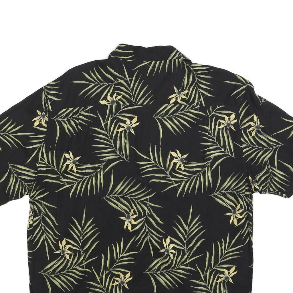 AXIS Mens Black & Green Tropical Rayon Shirt L Lightweight Casual Summer
