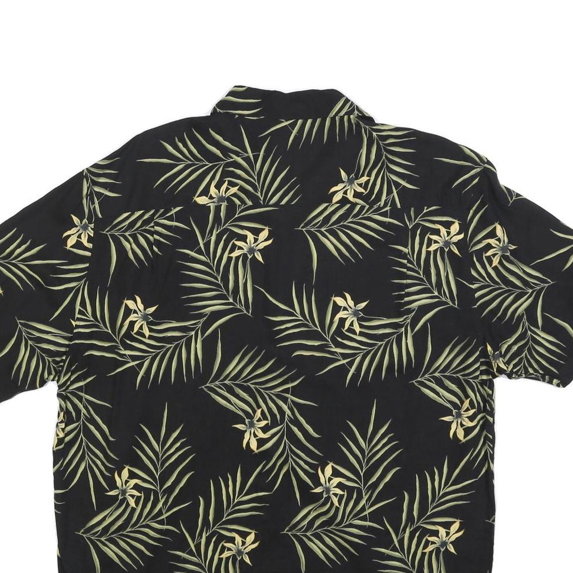 AXIS Mens Black & Green Tropical Rayon Shirt L Lightweight Casual Summer