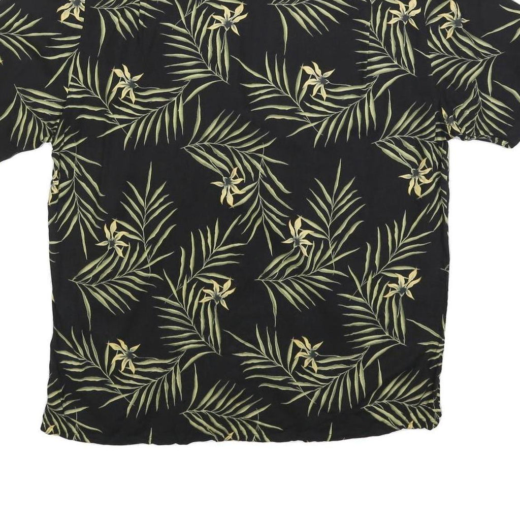 AXIS Mens Black & Green Tropical Rayon Shirt L Lightweight Casual Summer