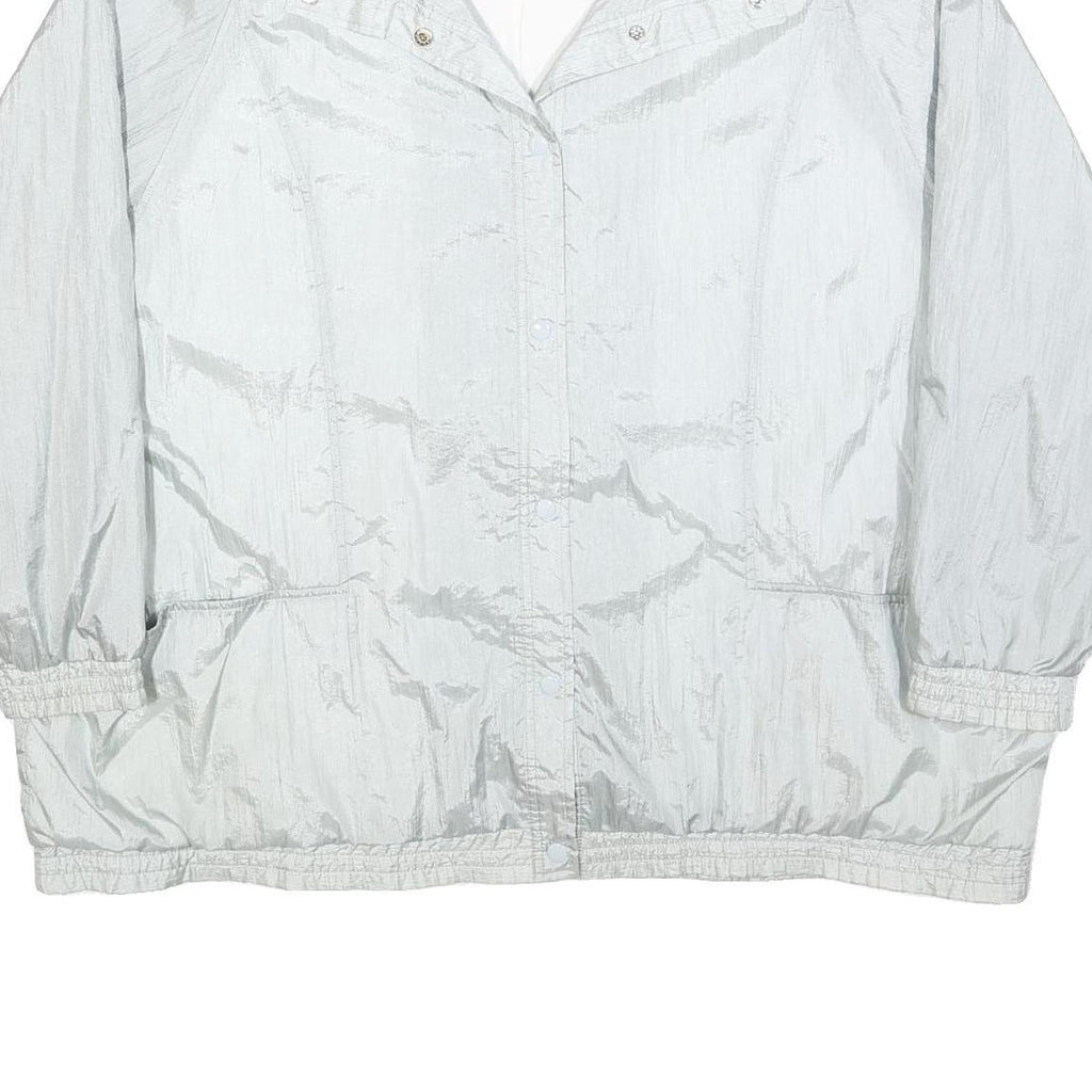 HABAND Womens Silver Nylon Button Jacket 4XL Plain Lightweight Outerwear